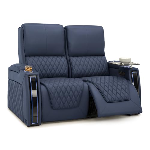 Apex Home Theater Seating Navy Blue Row of 2 Loveseat