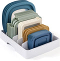 StoraLid Food Container Lid Organizer for Kitchen Cabinet Storage with 5 Adjustable Dividers