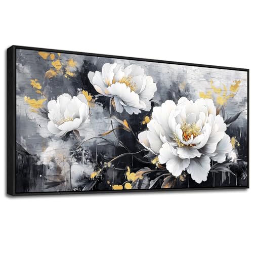 Large Canvas Black Framed Wall Art Decor For Living Room Bedroom Abstract Painting Ink