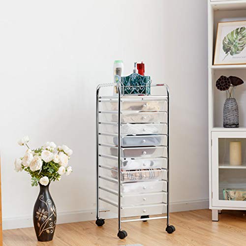 10 Drawer Rolling Storage Cart Scrapbook Paper Office School Organizer