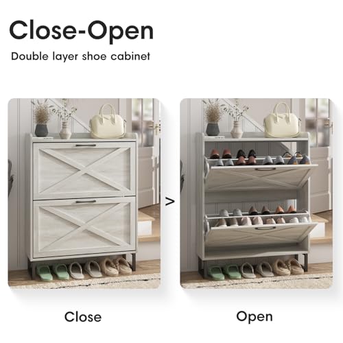 Shoe Storage Cabinet with 2 Flip Drawers