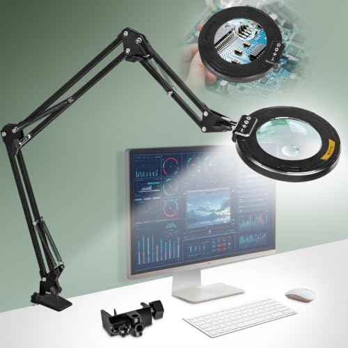 Ultra Long 3 Section Swing Arm 12X Magnifying Glass with Light (57.99 Count)