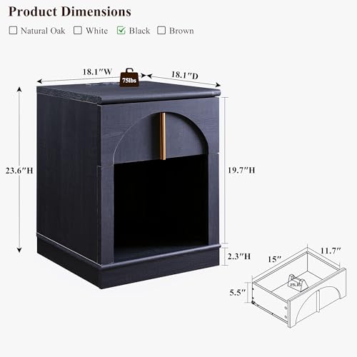 Modern 18" Nightstand with Arched Panel
