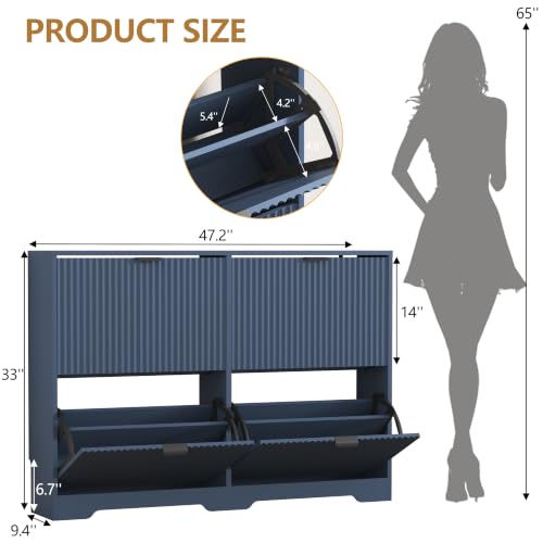 Shoe Cabinet Storage for Entryway with 4 Flip Drawer