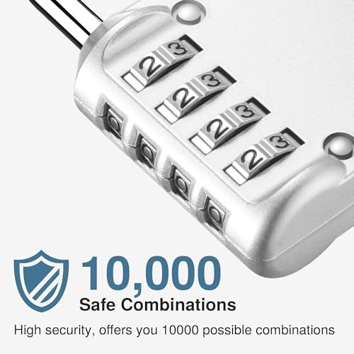 4 Pack Combination Lock Locker 4 Digits Combo Padlock Gym Silver (4 Count)