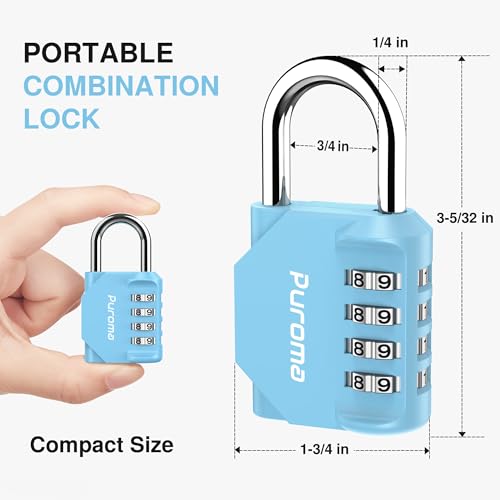 1 Pack Combination Lock Locker 4 Digits Combo Padlock Gym Sky Blue