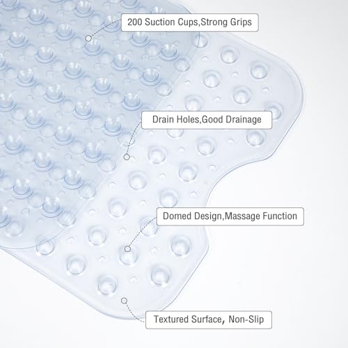 Extra Long Bathtub Mat Non Slip Bath Mat Clear 40"x16" Full Size