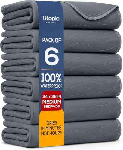 6 Pack Waterproof Reusable Heavy Absorbency Incontinence Bed Pads 34"x36" (6 Count)