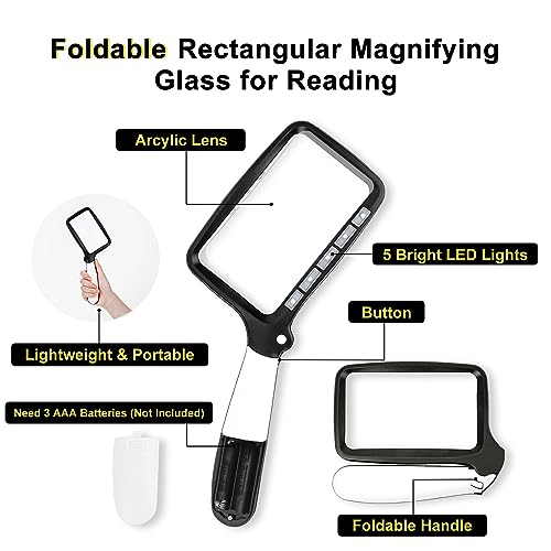 3X Folding Magnifying Glass with Light