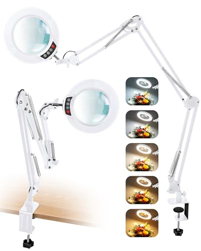 12X Magnifying Glass with Light and Clamp