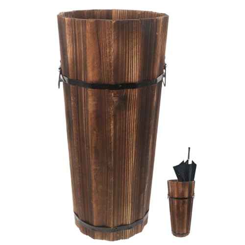 Wood Umbrella Bucket Freestanding Umbrella Holder for Entryway Space
