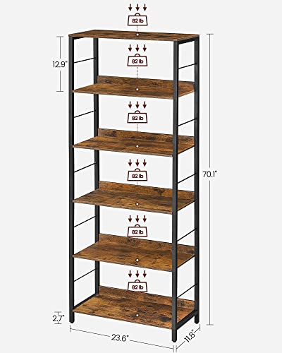 6 Tier Bookshelf with Steel Frame