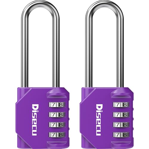 2 Pack disecu 2.6 Inch Long Shackle Combination Lock (2 Count)