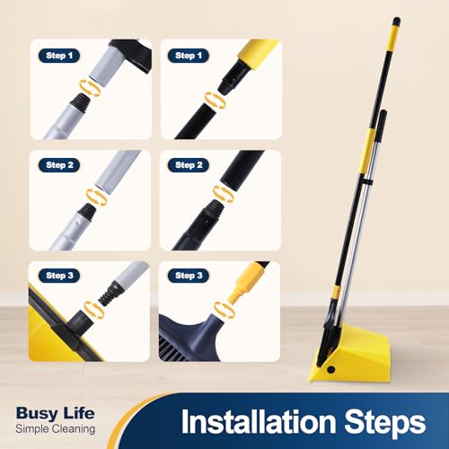Commercial Broom and Dustpan Set with Comb Commercial Outdoor Indoor