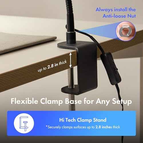 Clamp Base LED Work Light with Magnifying Glass