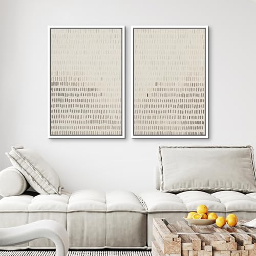 Framed Canvas Print Wall Art Neutral Abstract Dot Illustrations Modern Art Decorative Bohemian Colorful Chic for Living Room