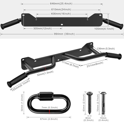 Pull Up Bar Wall Mount Heavy Duty Steel Joist Mount Chin Up Bar