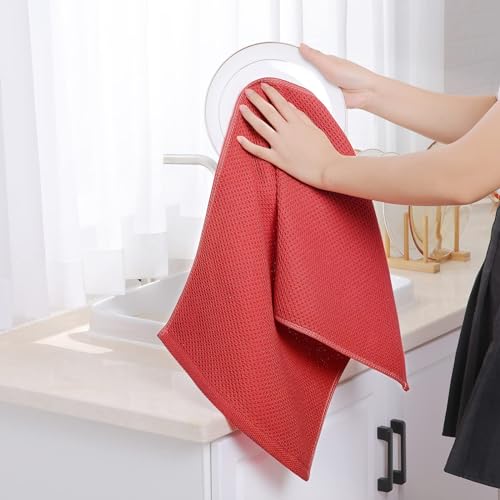 100% Cotton Waffle Weave Kitchen Dish Towels 6 (6 Count)