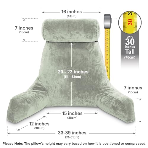 XXL Reading Pillow for Bed Backrest with Arms