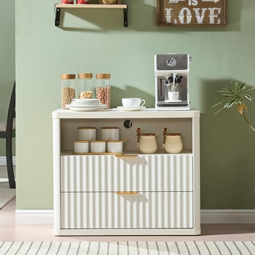 31" Wide Fluted Nightstand with Charging Station