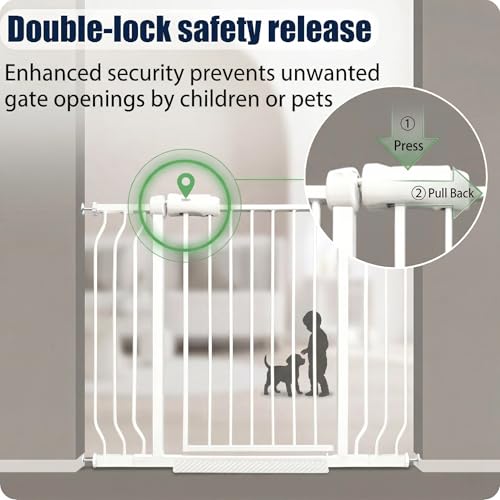 43.5 57.5 Inch Baby Gate Extra Wide Dog Gate for Stairs Doorways