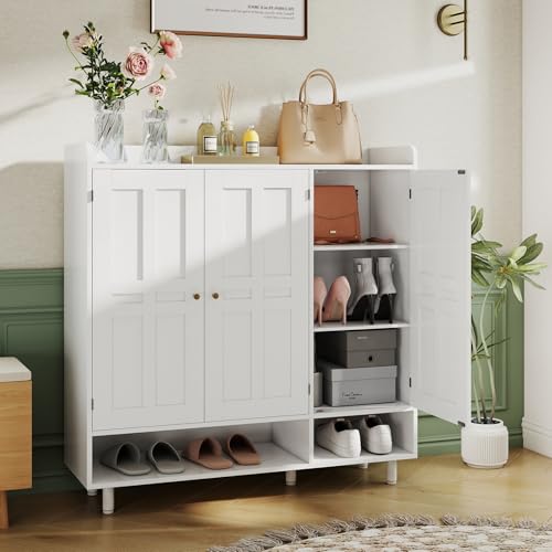 Shoe Cabinet with 3 Doors and Adjustable Shelves