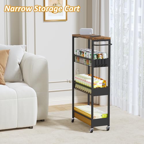7.1" Wide Slim Rolling Utility Cart