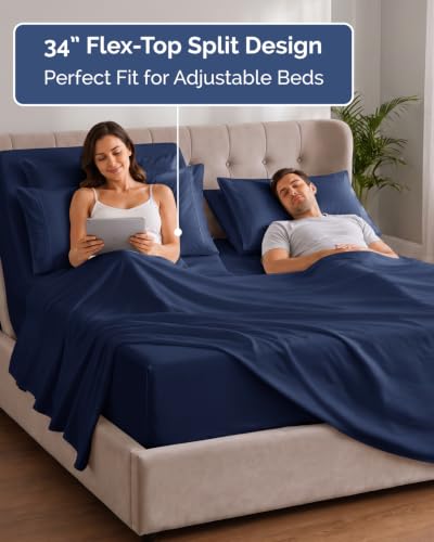 Extra Deep Flex Top Split Head King Sheet Set