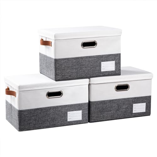 Foldable Storage Bins with Lids [3 (3 Count)