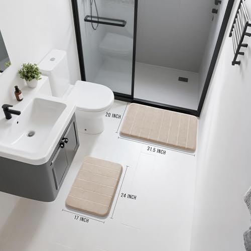 Memory Foam Bathroom Rugs Sets 2 Piece