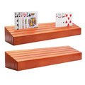 Wooden Playing Card Holder Set of 2 Solid Card Tray Rack Organizer for Kids Seniors Adults