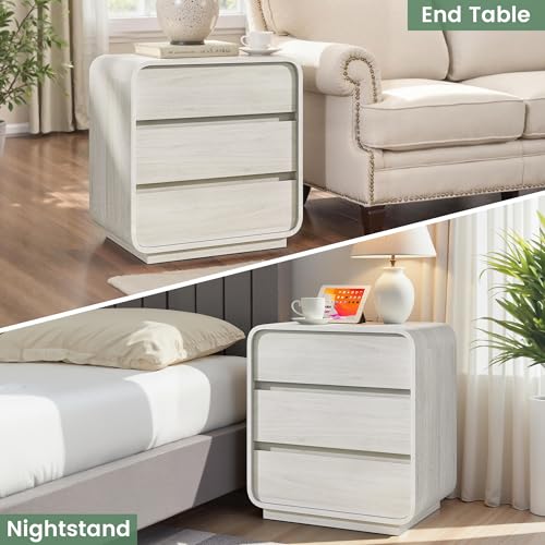 White Night Stand Set of 2 with Charging Station (2 Count)