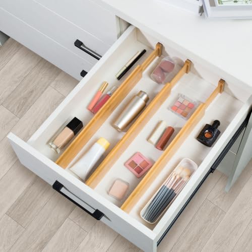 6 Pack Adjustable Bamboo Drawer Dividers (6 Count)