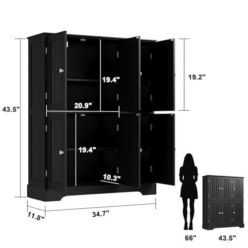Bathroom Floor Cabinet with 6 Doors and Adjustable Shelves