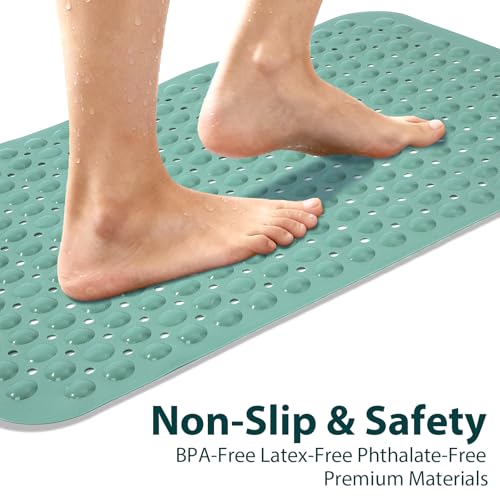 Non Slip Bathtub Mat Bath Shower Mat Mars Green 17"x30" Standard