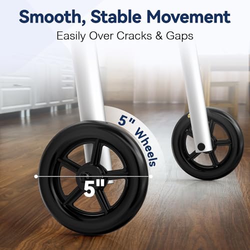 Folding Walkers for Seniors with 2 Skis and 5" Wheels 350 Pounds
