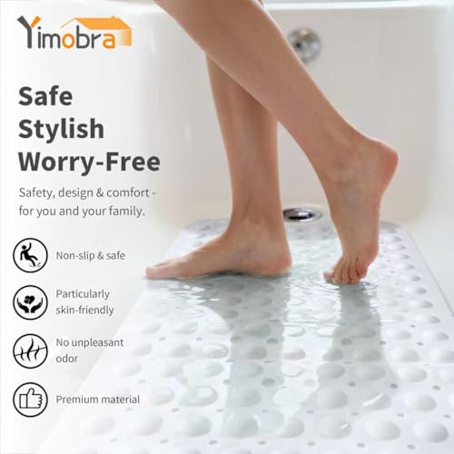 White Non Slip Bath Mat for Tub 40x16