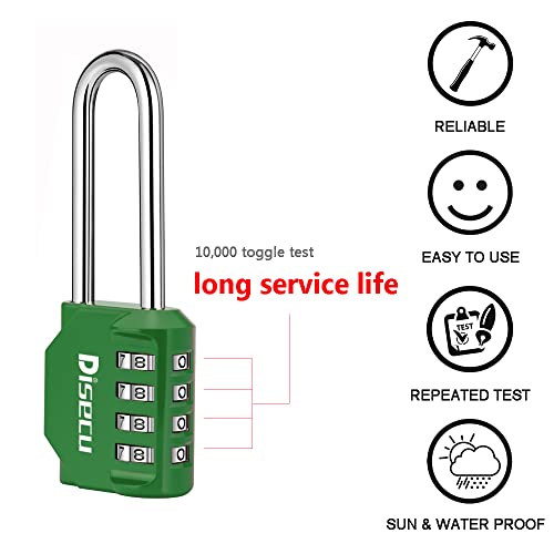 2 Pack disecu 2.6 Inch Long Shackle Combination Lock (2 Count)