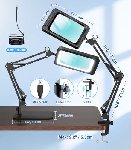 10X Magnifying Glass with Light and Stand