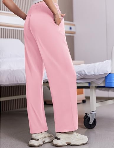 Tear Away Pants for Women Side Slit Snap Sweatpants Loose Fit Post Surgery Casual Adaptive Clothing with Pockets Misty Rose