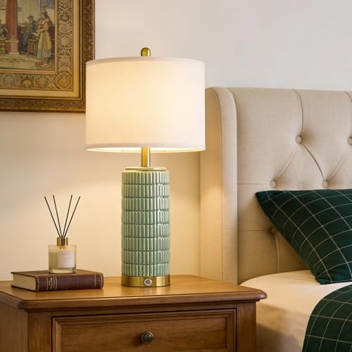 25'' Bedside Table Lamps Set of 2 for Living Room with USB A&C Ports