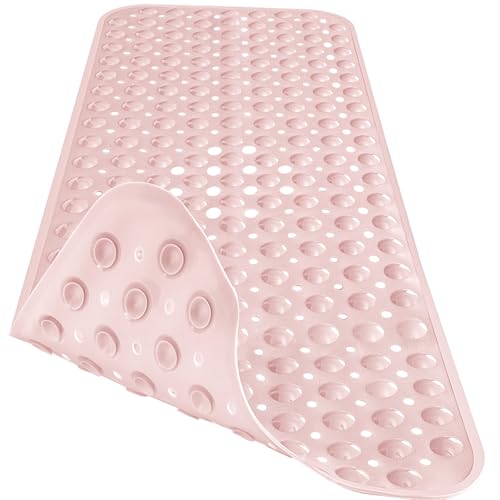 Extra Long Bathtub Mat Non Slip Bath Mat Pink 40"x16" Full Size