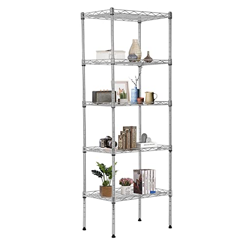 5 Tier Wire Shelving Adjustable Metal Shelves 17L x 12W x 48H NSF Pantry Shelves Storage Rack Shelving Units for Kitchen Garage Small Places Commercial