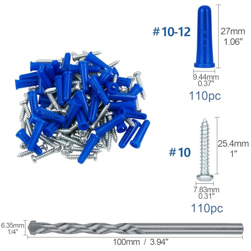 10 12 Wall Anchors and Screws Kit (220 Count)