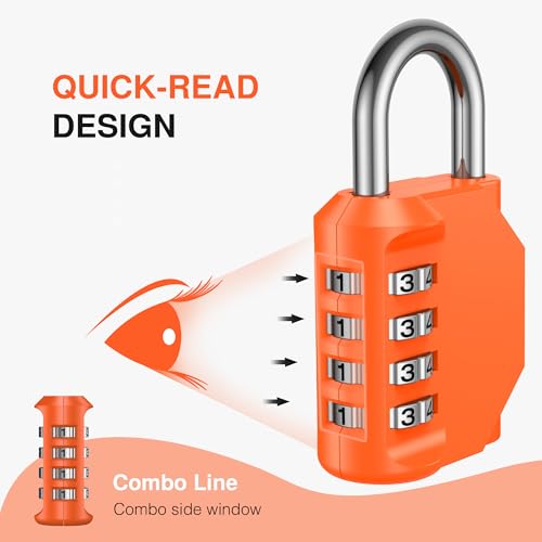 2 Pack Combination Lock Locker 4 Digits Combo Padlock Gym Orange (2 Count)