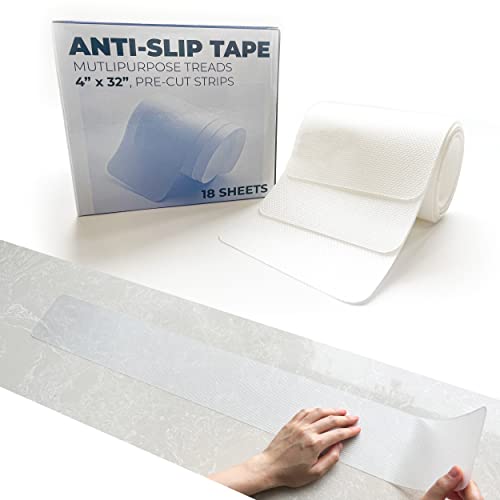 18PCS Anti Slip Shower Stickers Safety Bathtub Strips Adhesive Shower Non Slip Stickers with Scraper for Bath Tub (16 Sq Ft)