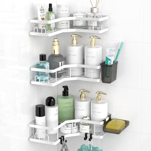 Corner Shower Caddy Bathroom Organizer Adhesive Shower Rack Bathtub Shelves