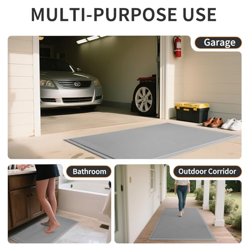 Front Door Mat Outside Entrance Drainage Doormat Grey 24"x36" (6 Sq Ft)