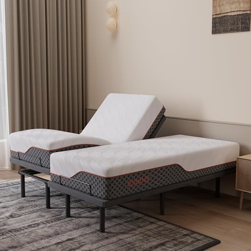 Adjustable Bed Frame + 12" Hybrid Mattress Split King (27 Count)