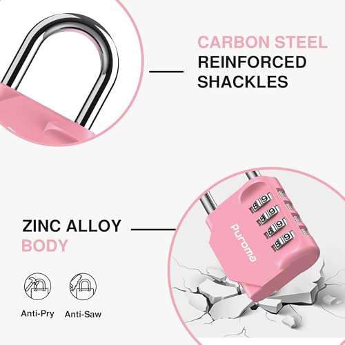 1 Pack Combination Lock Locker 4 Digits Combo Padlock Gym Rose Pink